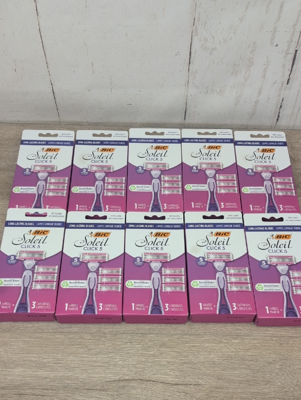 Lot Of 10 BIC Soleil Click 5 Women's Disposable Razor with 1 Handle & 3 Refills
